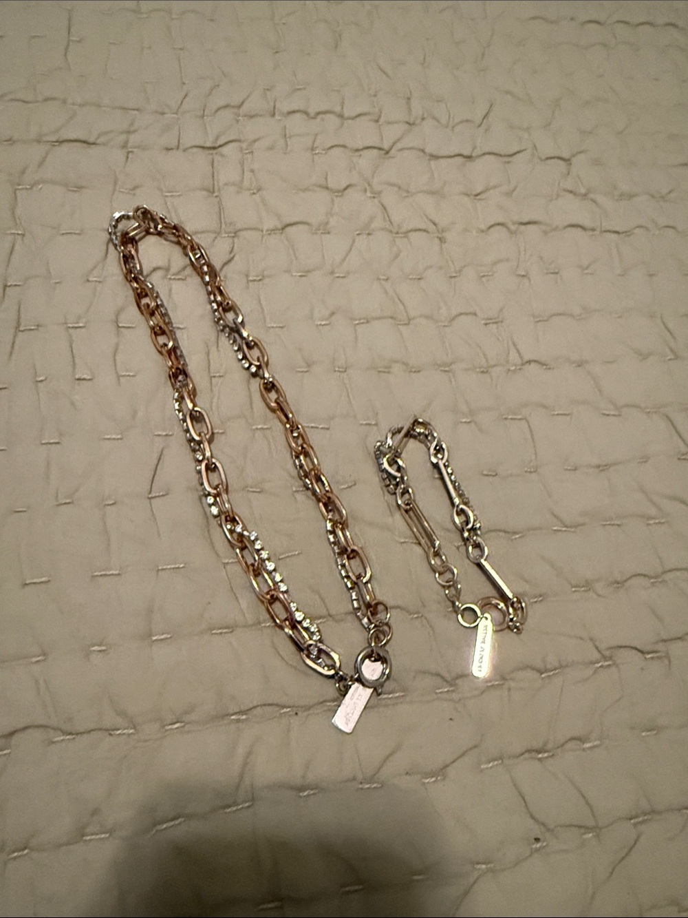 Justine Clinquot Gold Chunky Chain Necklace & bracelet with Double-Link Detail
